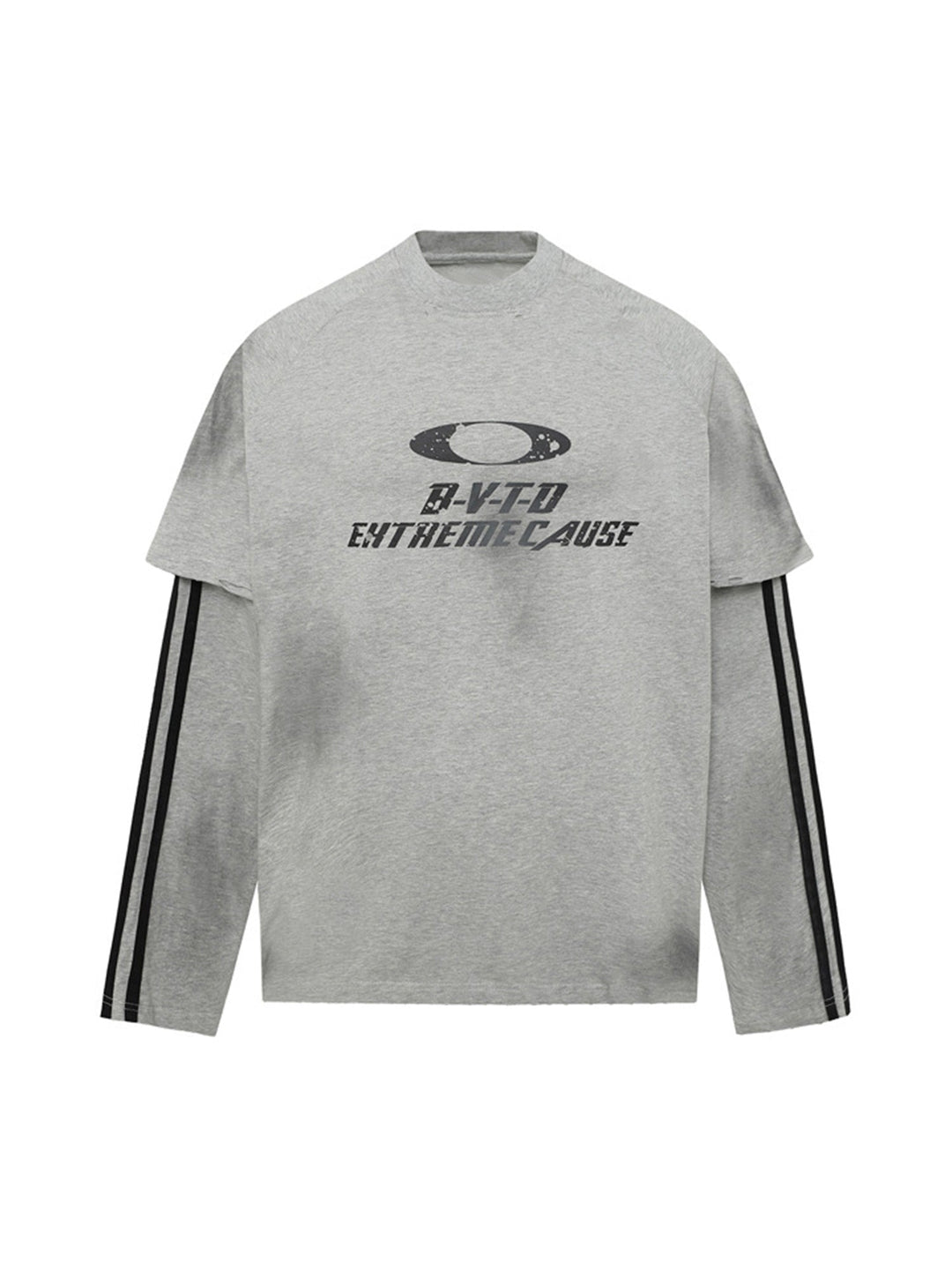 Distressed Printed Faux Two-piece Long-sleeved T-shirt