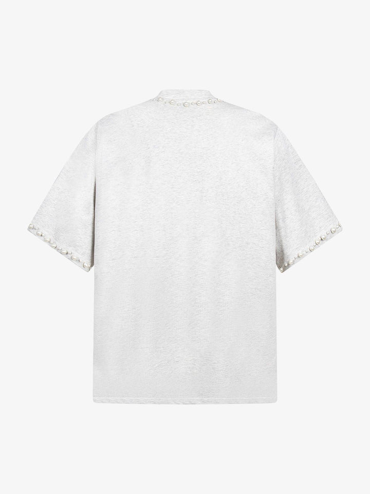 Elegant Pearl-Embellished Oversized T-Shirt