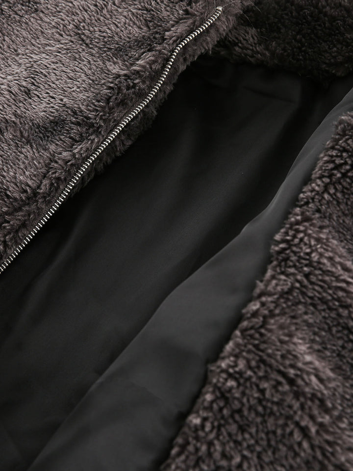 Fur Hooded Quilted Sherpa Jacket - 2304