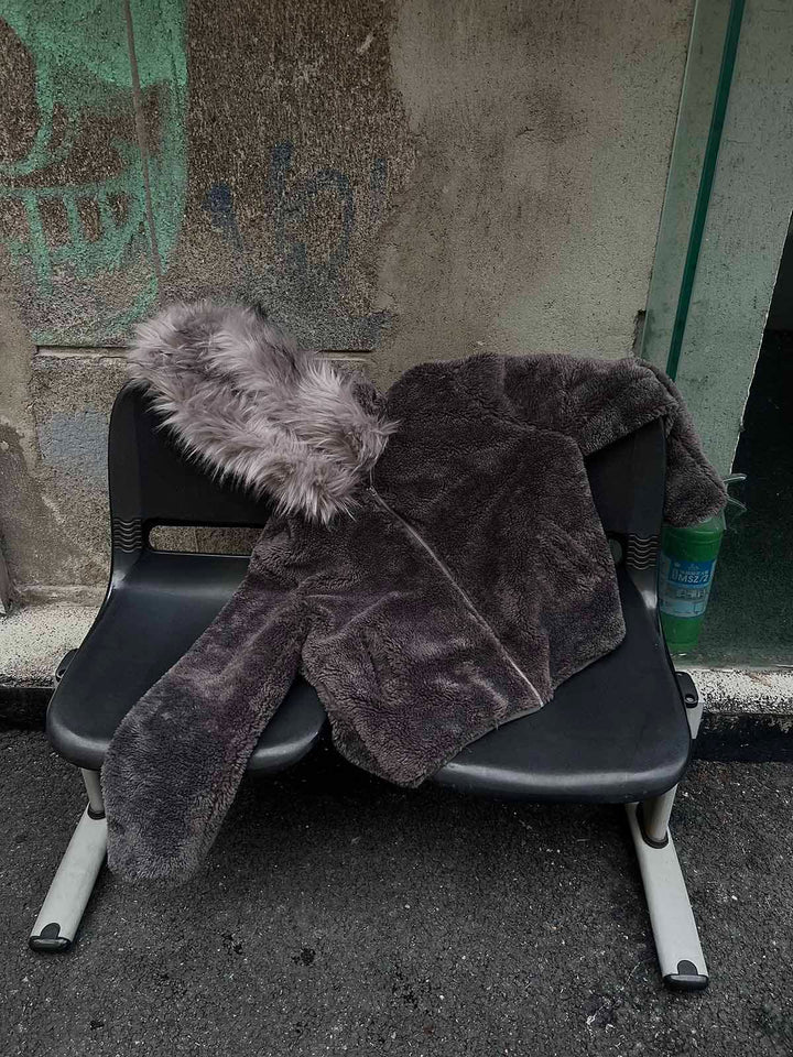 Fur Hooded Quilted Sherpa Jacket - 2304