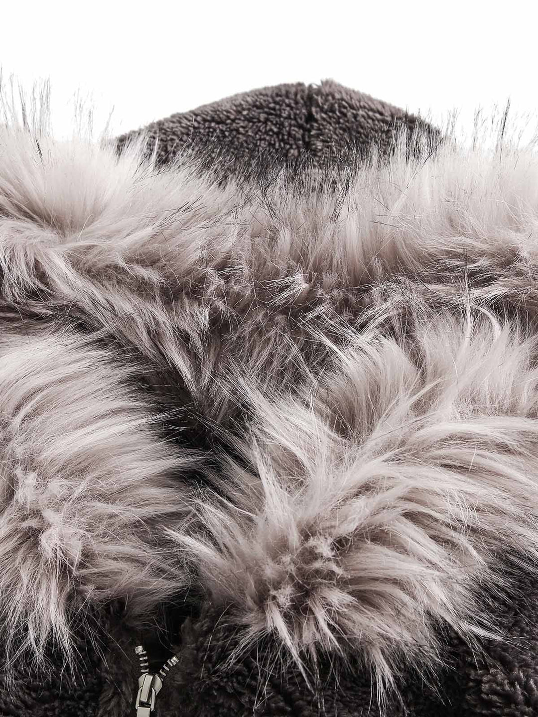 Fur Hooded Quilted Sherpa Jacket - 2304