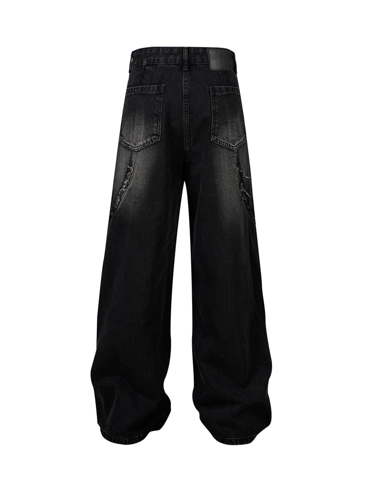 High Street Hip-hop Washed Fur Jeans - 2220