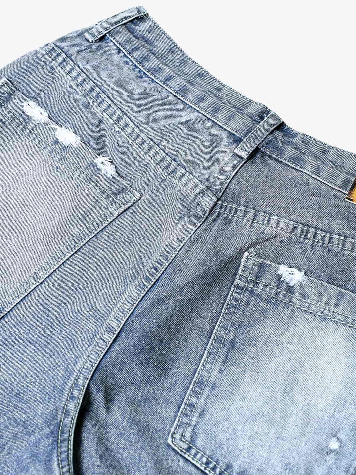 High Street Washed Distressed Denim Shorts - 2100