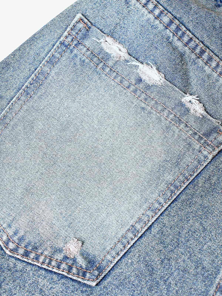 High Street Washed Distressed Denim Shorts - 2100