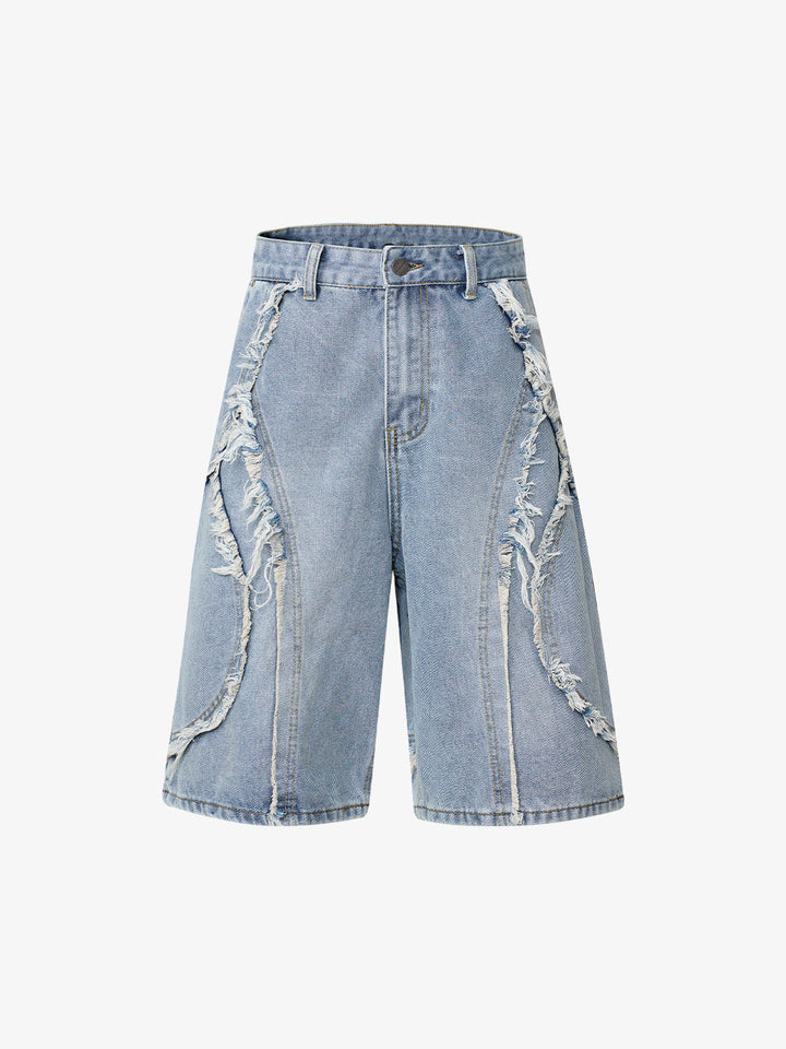 High Street Washed Distressed Denim Shorts - 2100