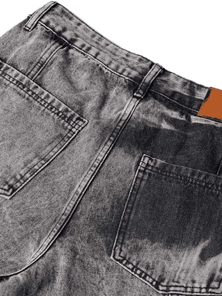 High Street Washed Distressed Work Jeans - 2163
