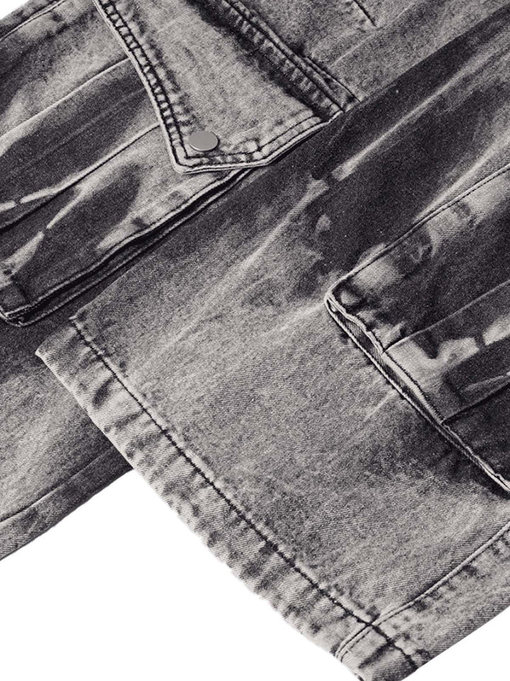 High Street Washed Distressed Work Jeans - 2163