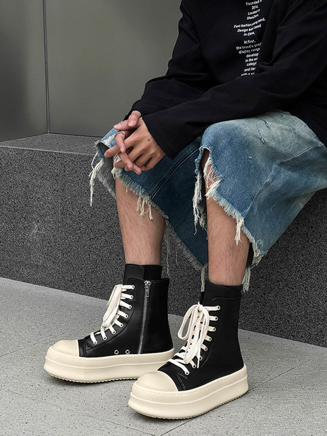 High-top Side Zipper Platform Sneakers - 2273