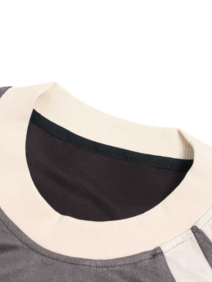 Jersey Deconstructed Contrast Color Stitching Print T-shirt - 2407