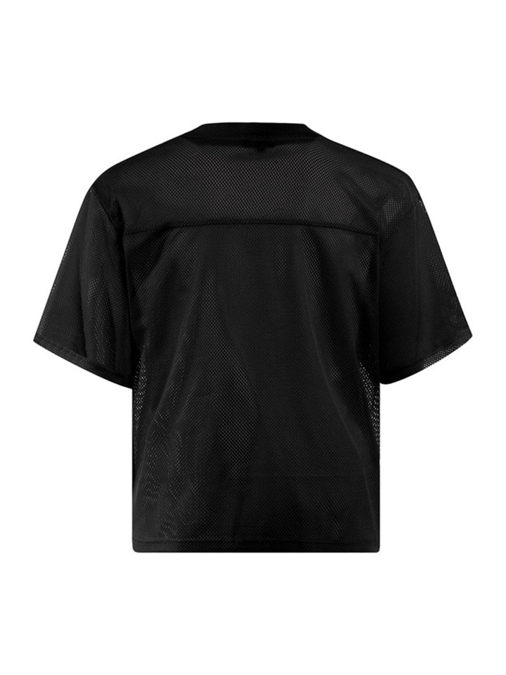 Jersey Letter Print Quick Dry V-neck T-shirt - 2389