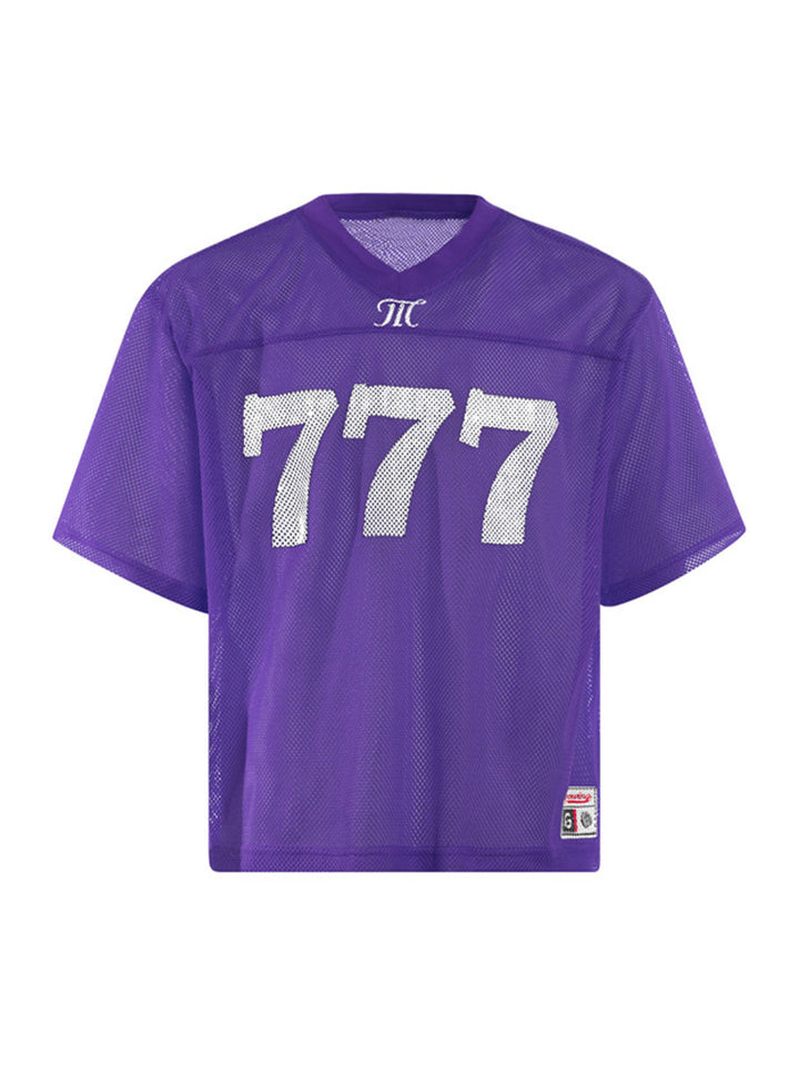 Jersey Letter Print Quick Dry V-neck T-shirt - 2389