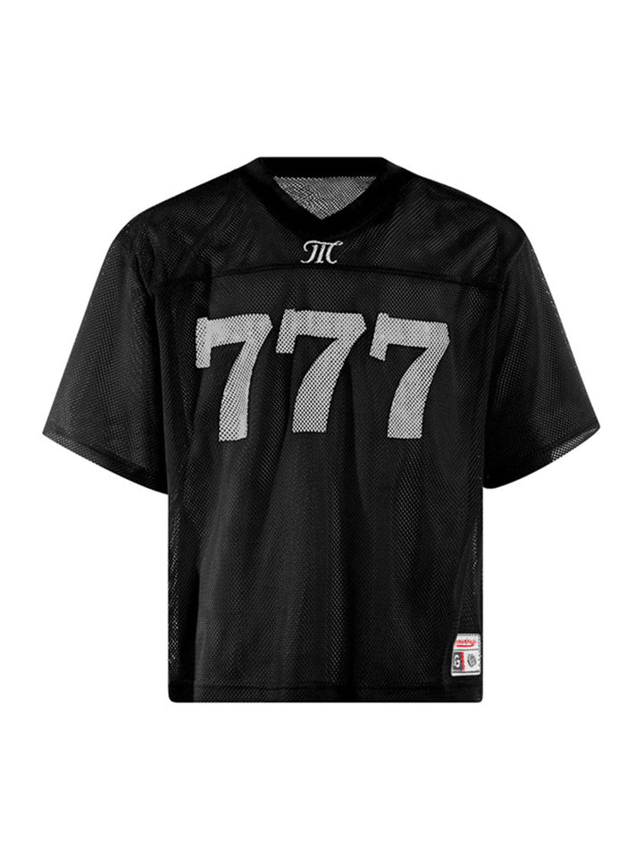 Jersey Letter Print Quick Dry V-neck T-shirt - 2389