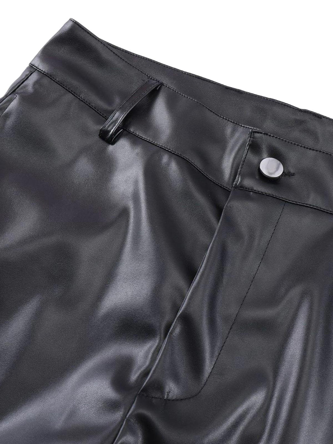 Punk Style Pleated Leather Pants - 2195