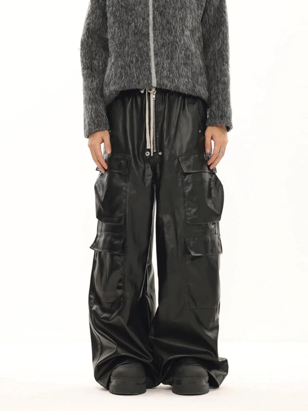RO-style multi-pocket matte coated overalls - 2094