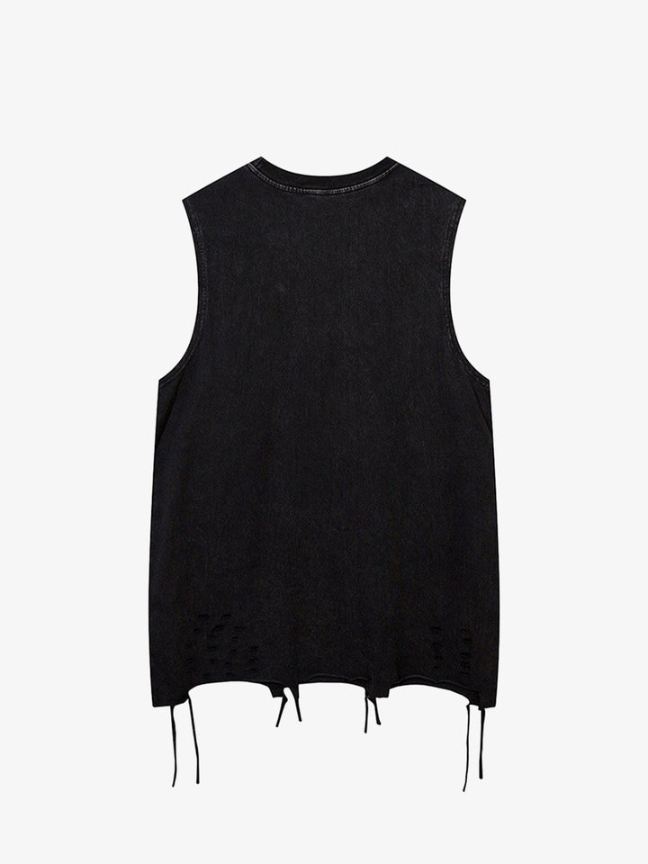 Raw Edge Butterfly Print Vest