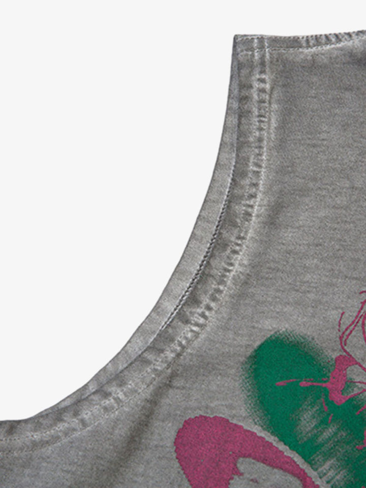 Raw Edge Butterfly Print Vest