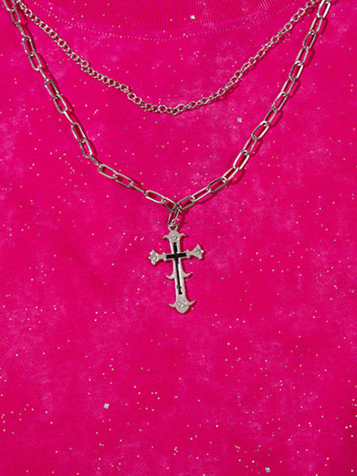 Retro Rhinestone Cross Chain Vest