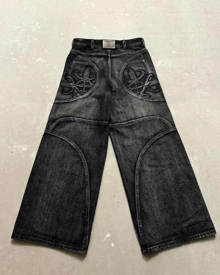 'Midnight' Retro Baggy Wide-Leg Jeans