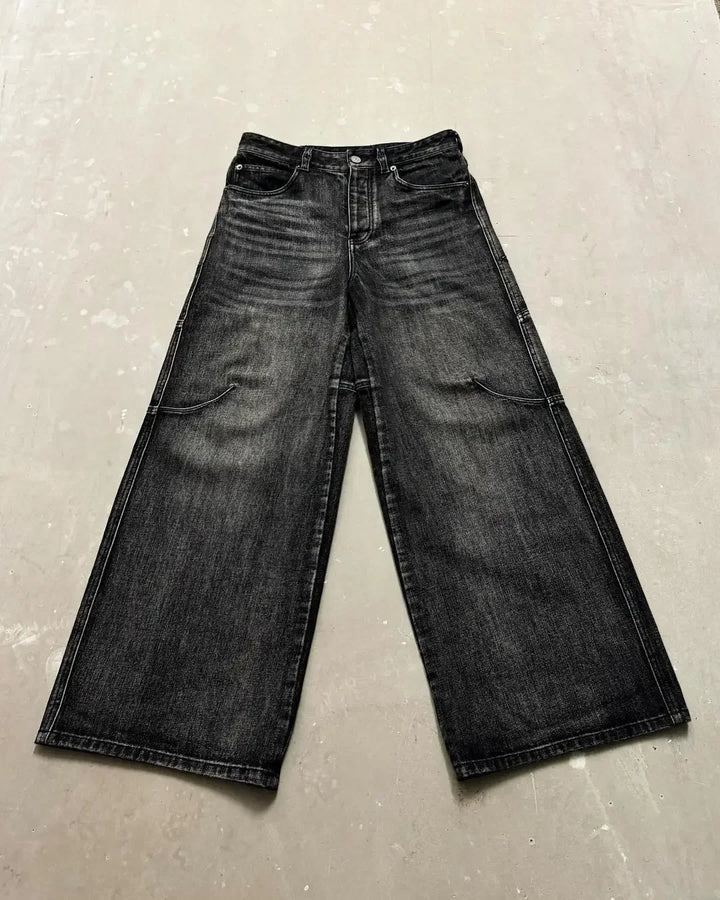 'Midnight' Retro Baggy Wide-Leg Jeans