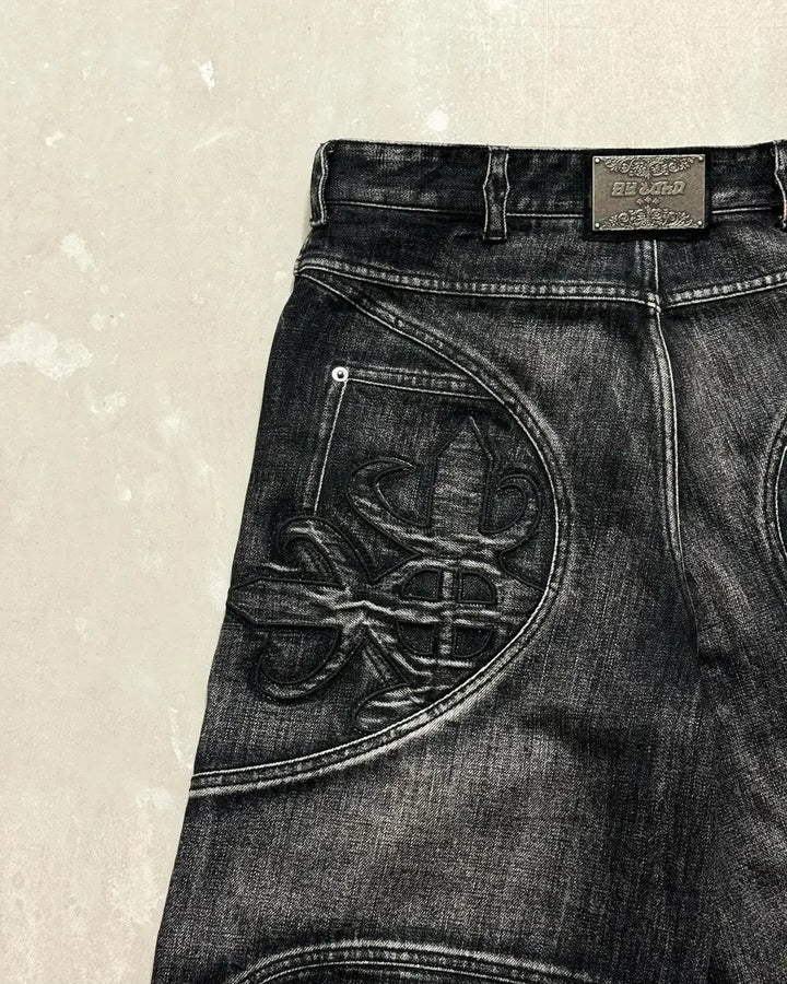 'Midnight' Retro Baggy Wide-Leg Jeans