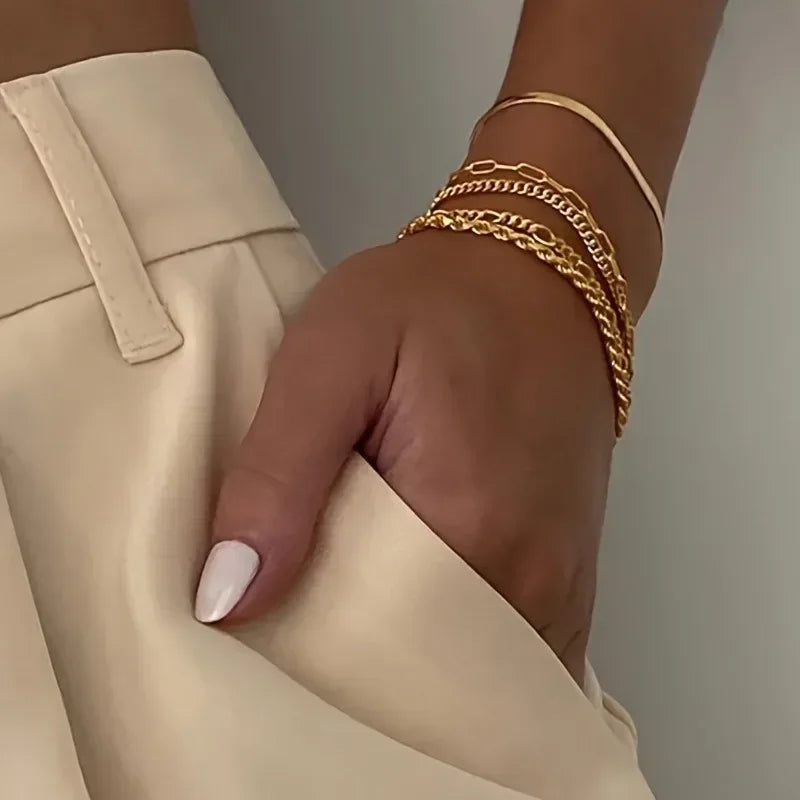 Minimalistic Stack Cuban Bracelets Women - MyGarments