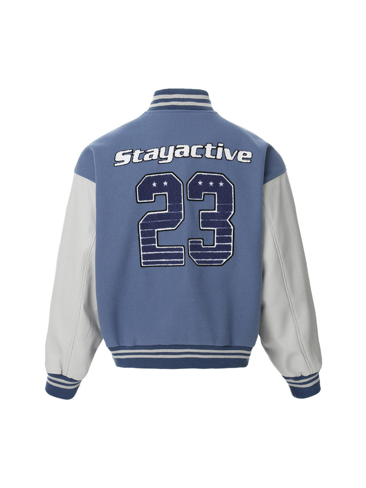 Thesupermade Contrast Color Stitching Embroidery Bomber Jacket