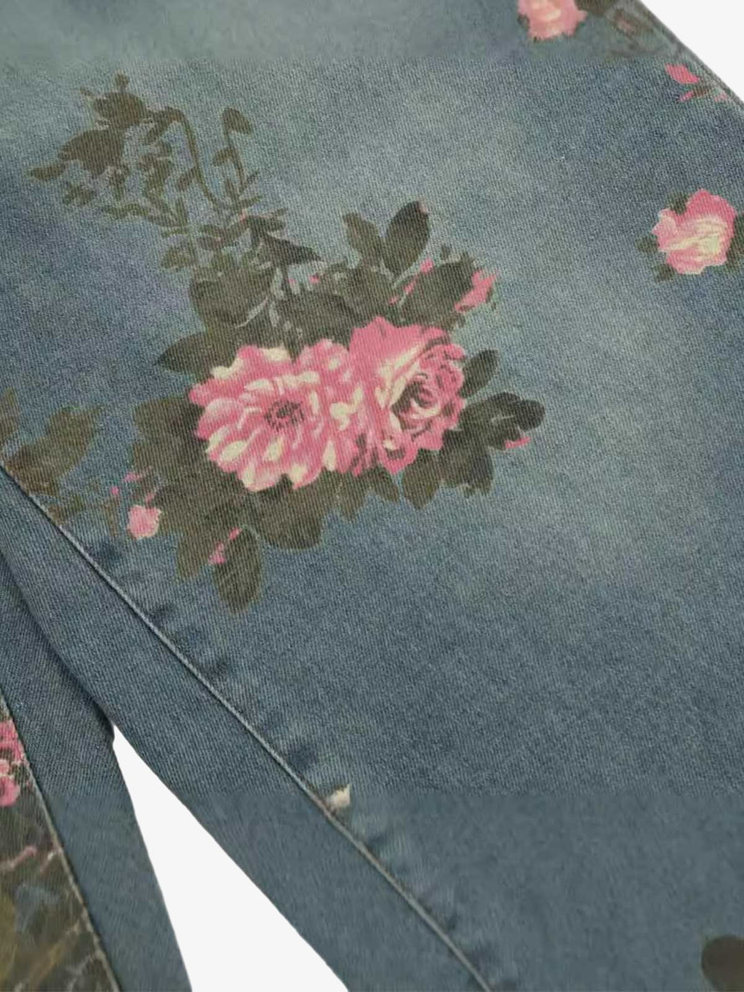 Thesupermade Floral Print Straight Jeans - 2409