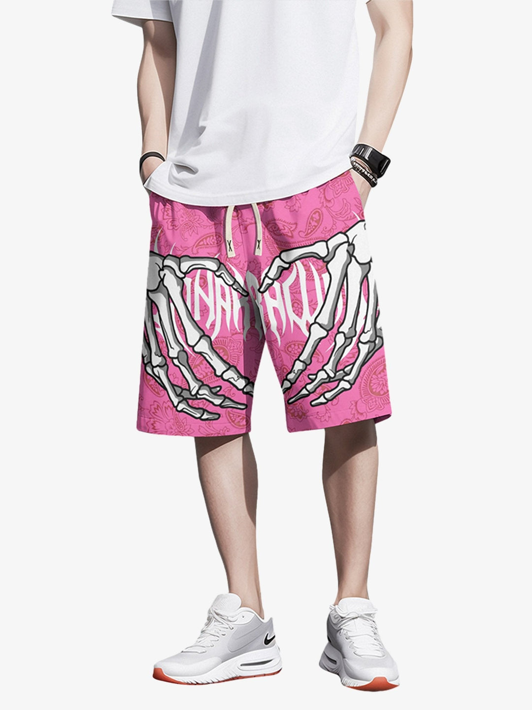 Thesupermade Skull Hand Print Hip-hop Shorts