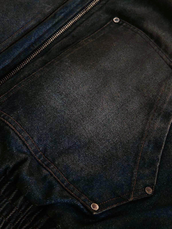 Thesupermade Washed Denim Fur Hooded Jacket - 2265