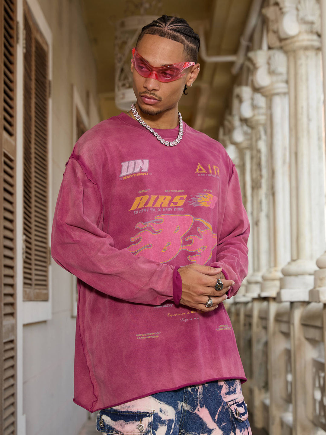 Thesupermade Washed Edge Long Sleeve T-shirt