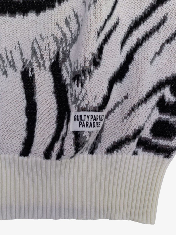 Tiger Crew Neck Knitted Sweater