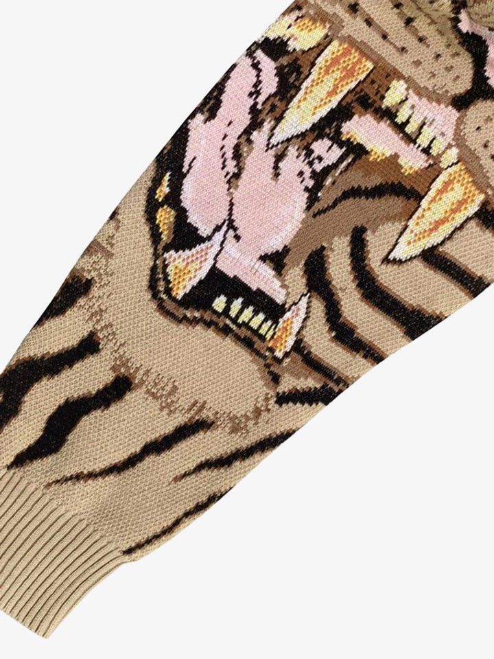 Tiger Crew Neck Knitted Sweater