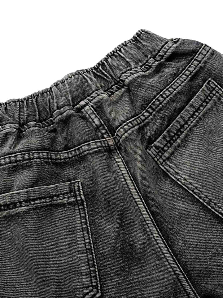 Washed Cargo Denim Shorts - 2382