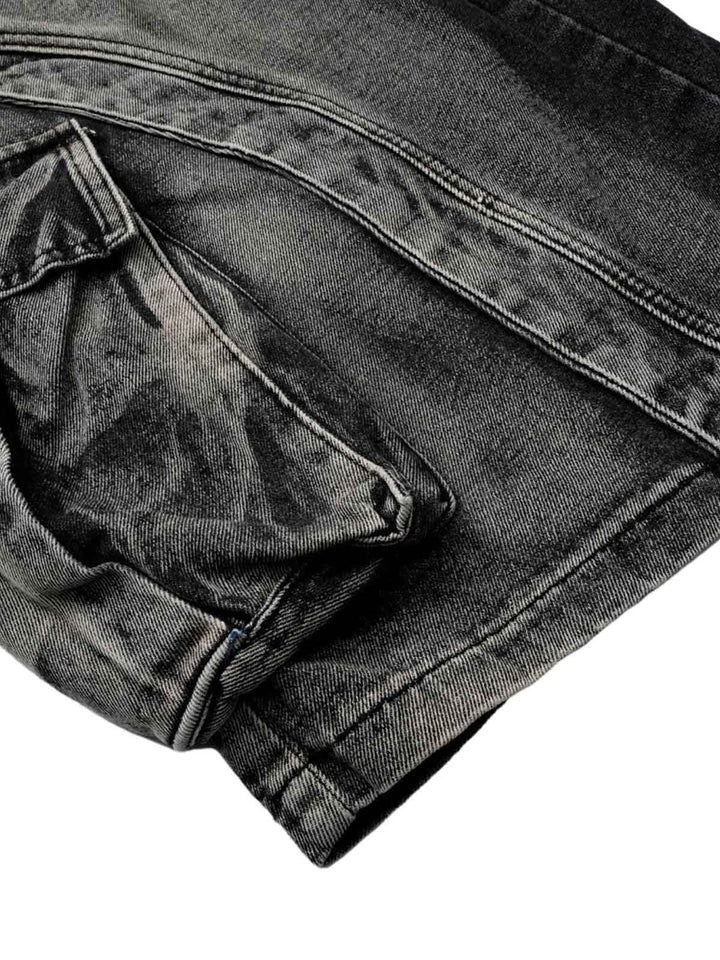 Washed Cargo Denim Shorts - 2382
