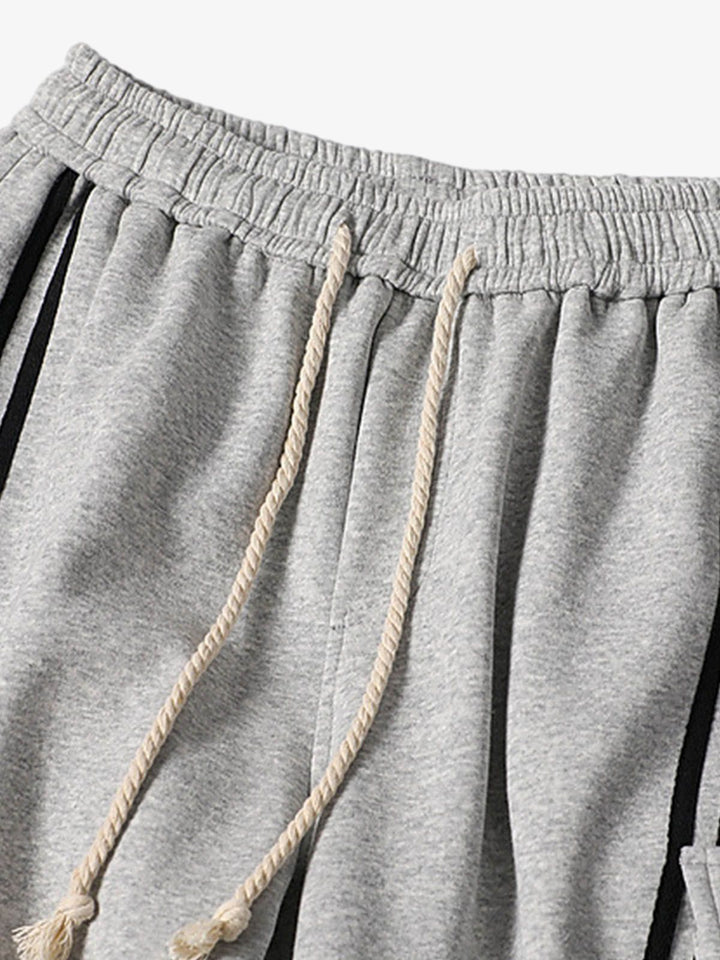 Web Stitching Letter Print Drawstring Barrel Pants