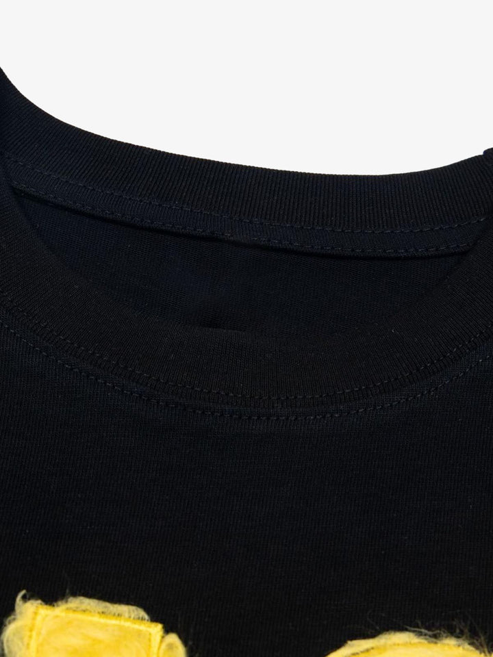 Heavy Retro Patch Embroidered T-shirt - 2398